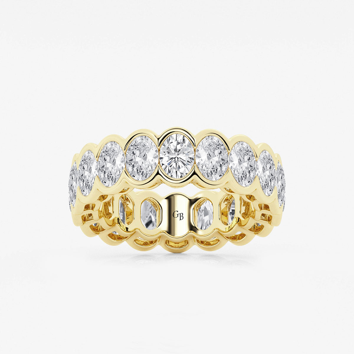 GWA061 - product video for 5 ctw Oval Lab Grown Diamond Half Bezel Eternity Band - 6.7mm Width