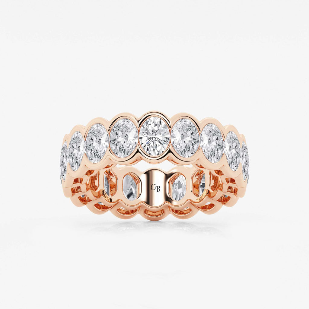 GWA061 - 5 ctw Oval Lab Grown Diamond Half Bezel Eternity Band - 6.7mm Width