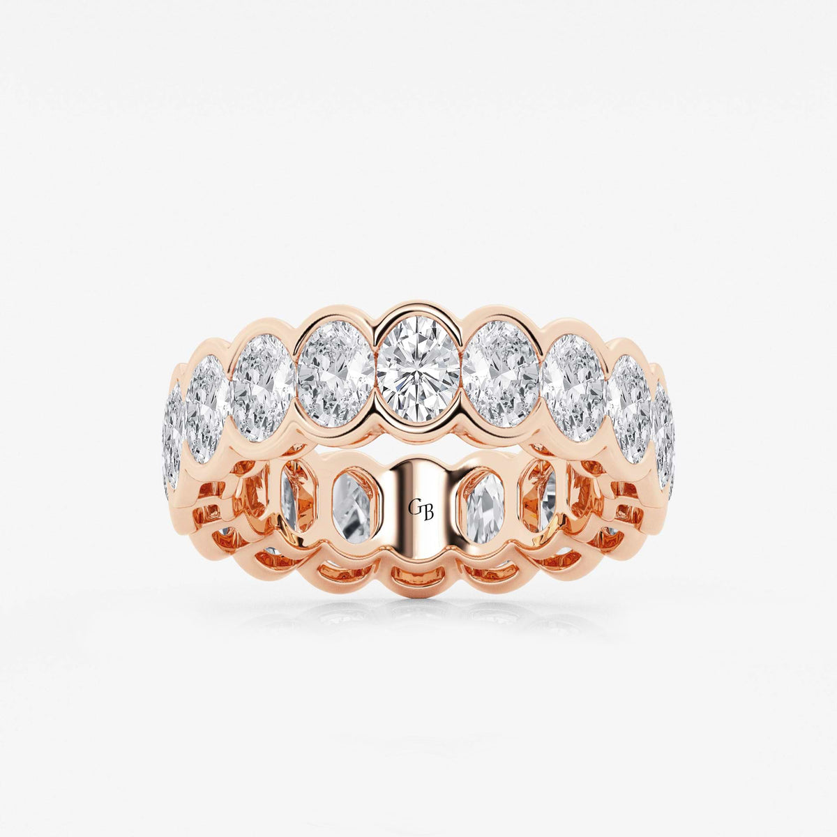GWA061 - 5 ctw Oval Lab Grown Diamond Half Bezel Eternity Band - 6.7mm Width