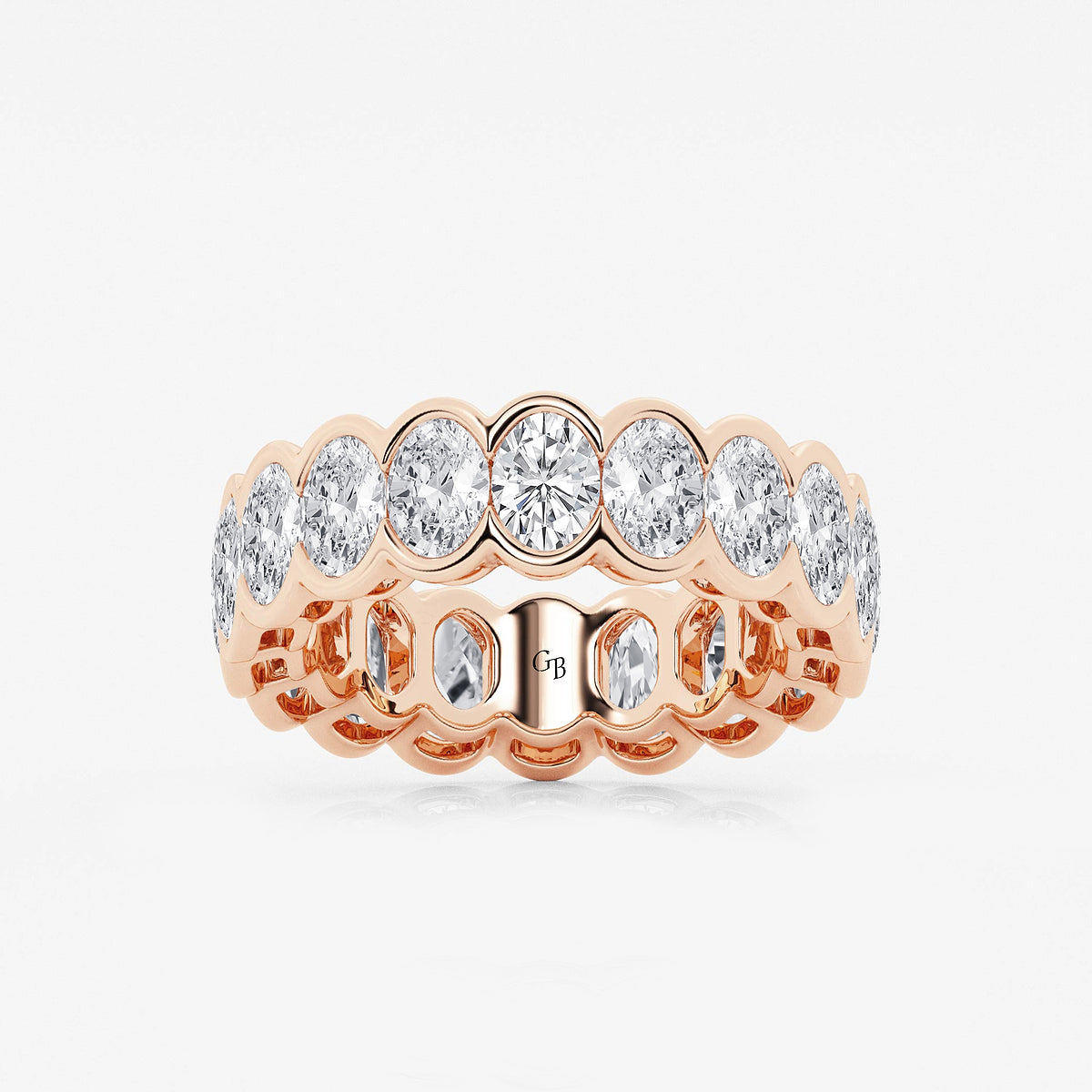 GWA061 - product video for 5 ctw Oval Lab Grown Diamond Half Bezel Eternity Band - 6.7mm Width