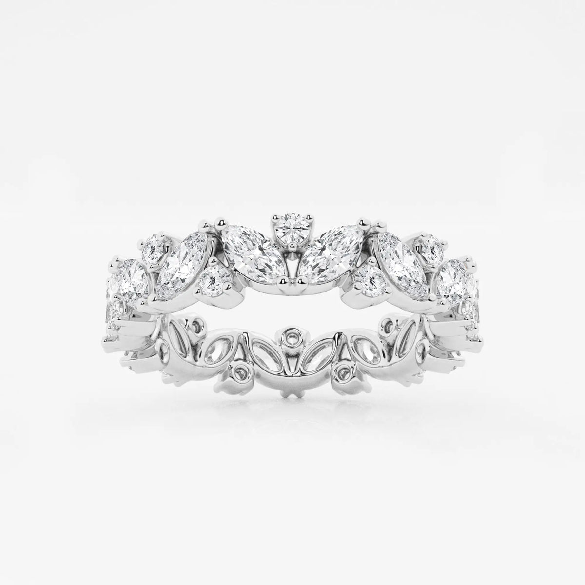 GWA062 - 2 ctw Marquise Lab Grown Diamond Alternating Eternity Band - 4.4mm Width
