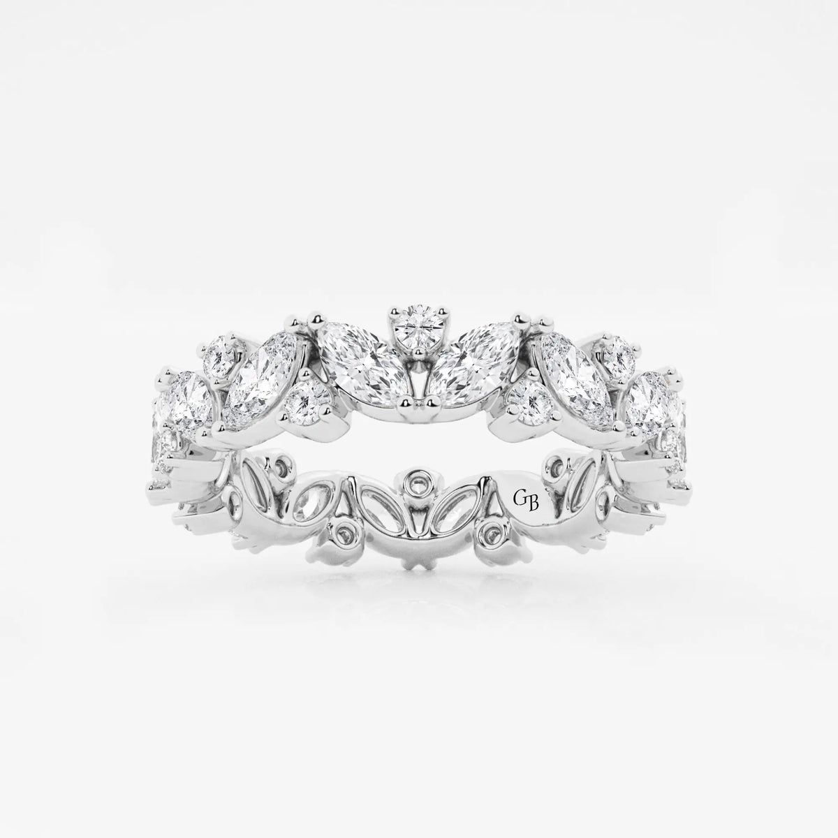 GWA062 - 2 ctw Marquise Lab Grown Diamond Alternating Eternity Band - 4.4mm Width