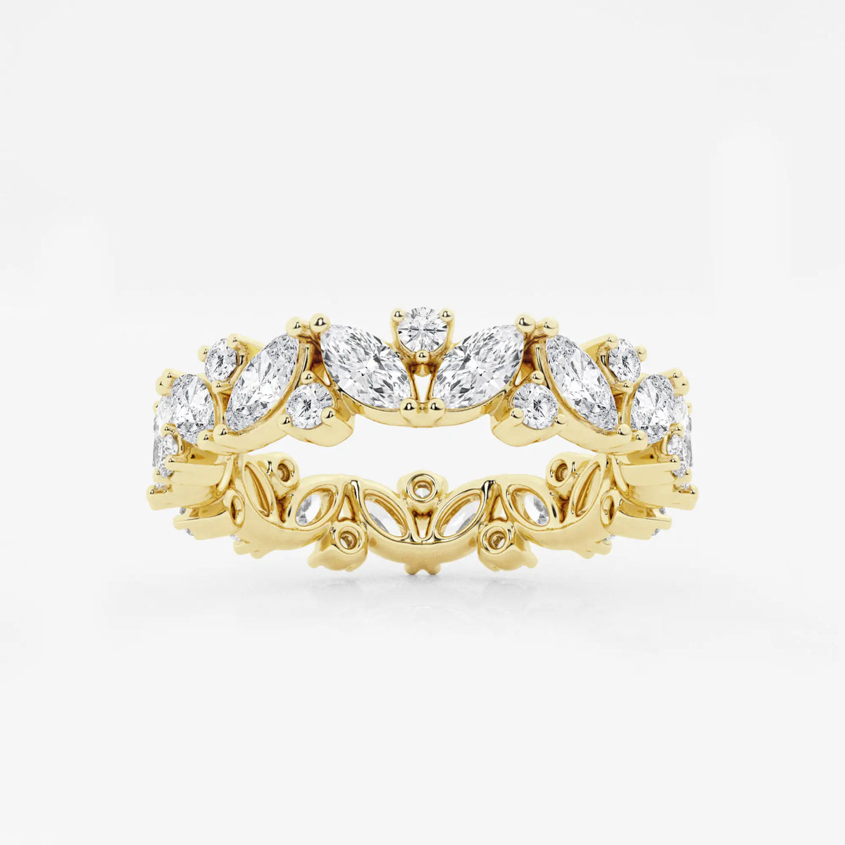 GWA062 - 2 ctw Marquise Lab Grown Diamond Alternating Eternity Band - 4.4mm Width