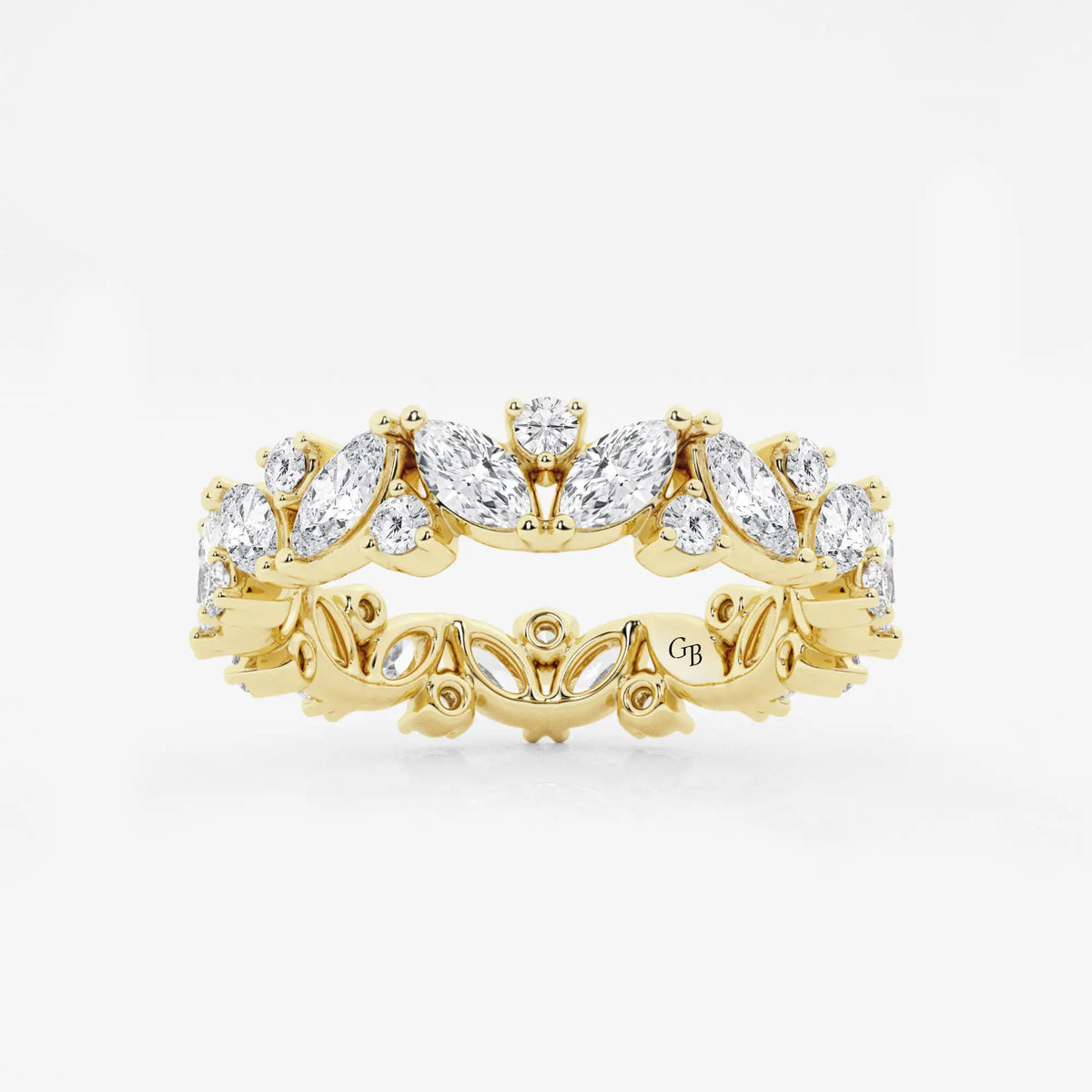 GWA062 - 2 ctw Marquise Lab Grown Diamond Alternating Eternity Band - 4.4mm Width