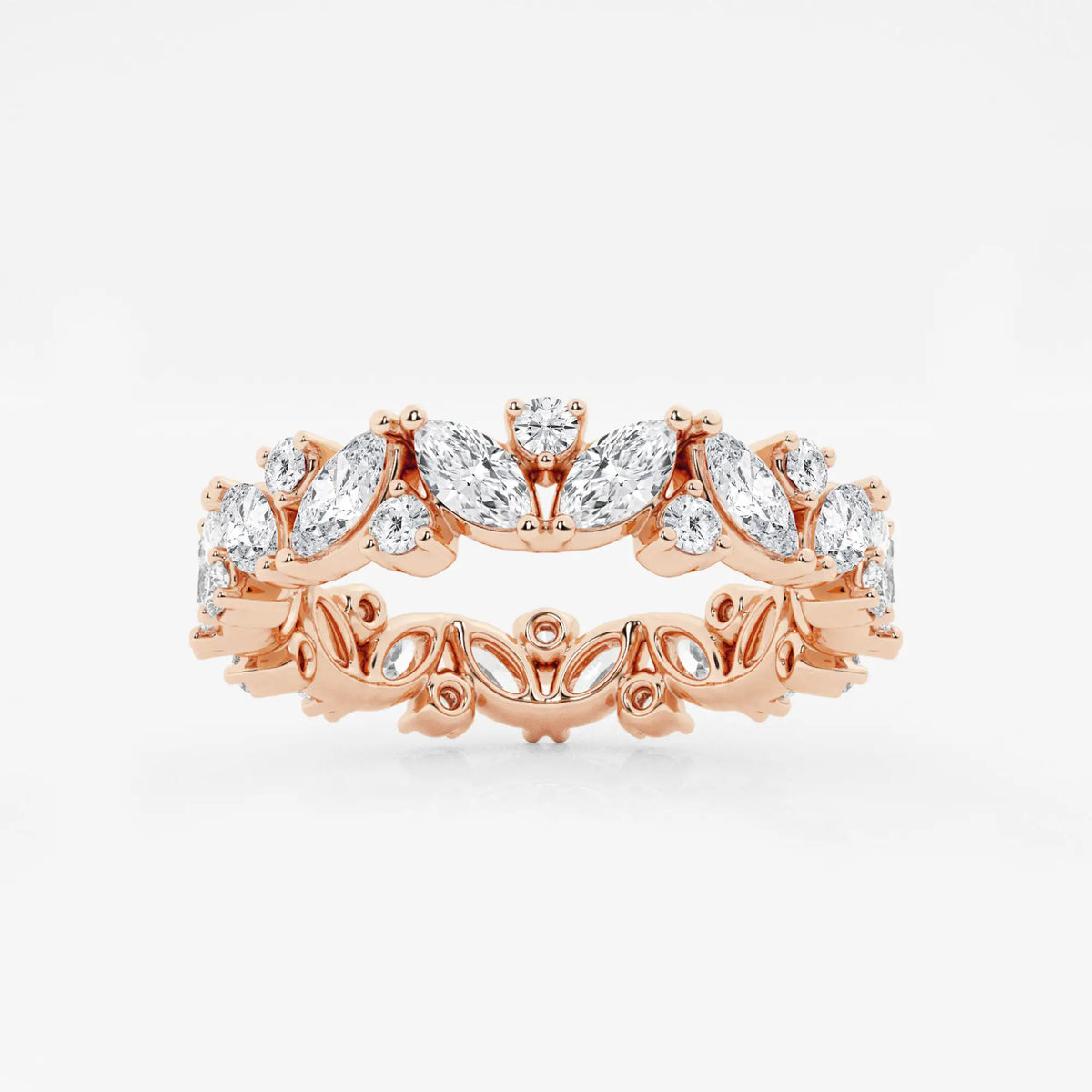 GWA062 - 2 ctw Marquise Lab Grown Diamond Alternating Eternity Band - 4.4mm Width