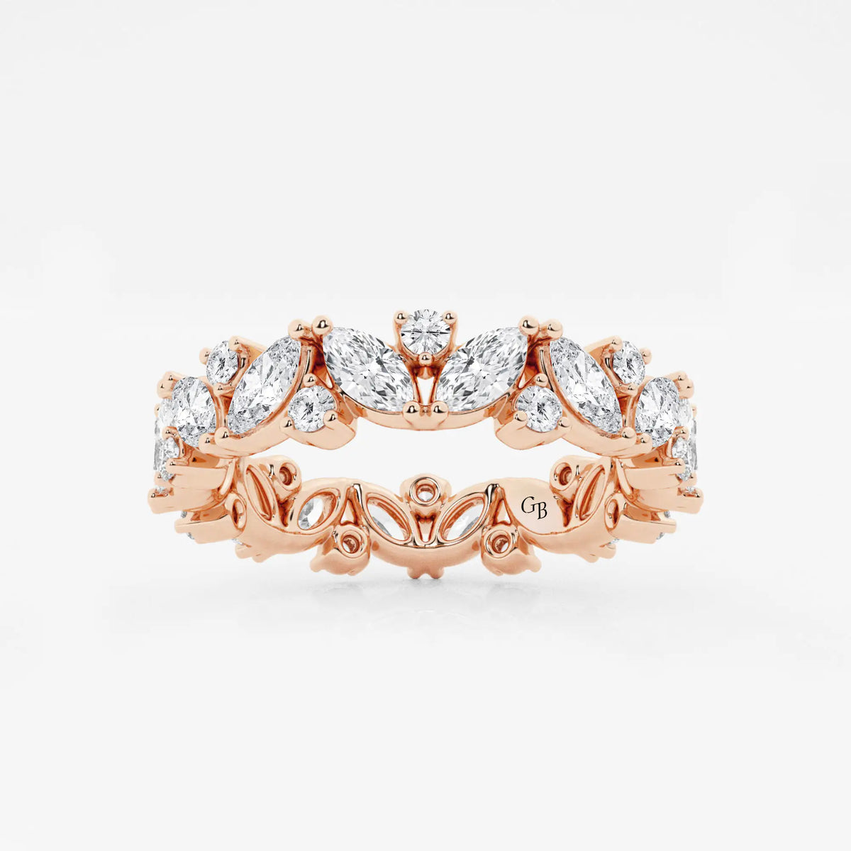 GWA062 - 2 ctw Marquise Lab Grown Diamond Alternating Eternity Band - 4.4mm Width