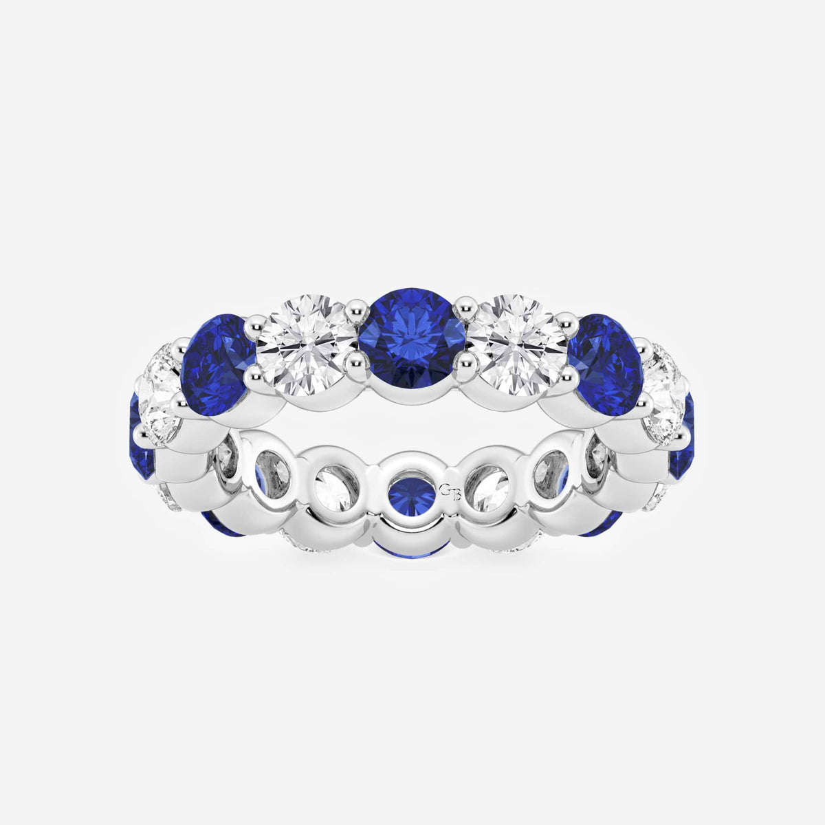 GWA063 - 4.3 mm Round Cut Sapphire and 2 2/3 ctw Round Lab Grown Diamond Eternity Band - 4.3mm Width