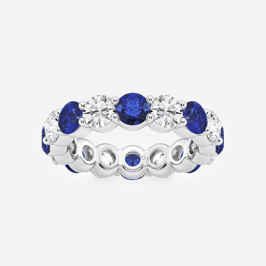GWA063 - product video for 4.3 mm Round Cut Sapphire and 2 2/3 ctw Round Lab Grown Diamond Eternity Band - 4.3mm Width