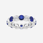 GWA063 - product video for 4.3 mm Round Cut Sapphire and 2 2/3 ctw Round Lab Grown Diamond Eternity Band - 4.3mm Width
