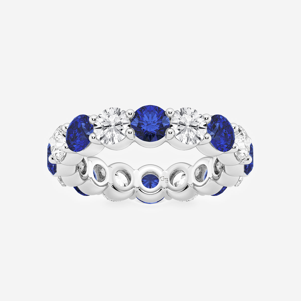 GWA063 - product video for 4.3 mm Round Cut Sapphire and 2 2/3 ctw Round Lab Grown Diamond Eternity Band - 4.3mm Width