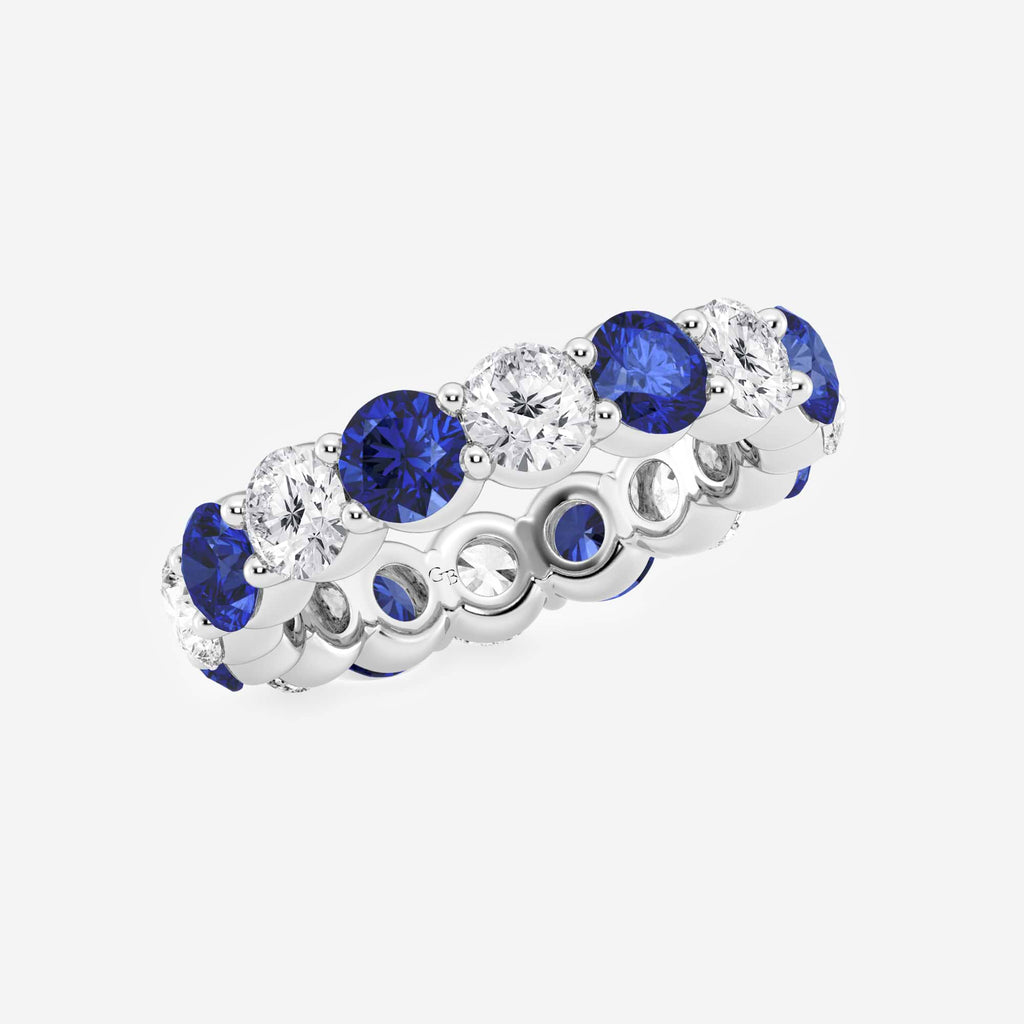 GWA063 - Additional Image 1 for  4.3 mm Round Cut Sapphire and 2 2/3 ctw Round Lab Grown Diamond Eternity Band - 4.3mm Width