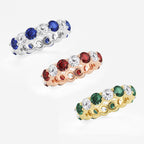 GWA063 - Additional Image 2 for  4.6 mm Round Cut Emerald and 2 2/3 ctw Round Lab Grown Diamond Eternity Band - 4.6mm Width