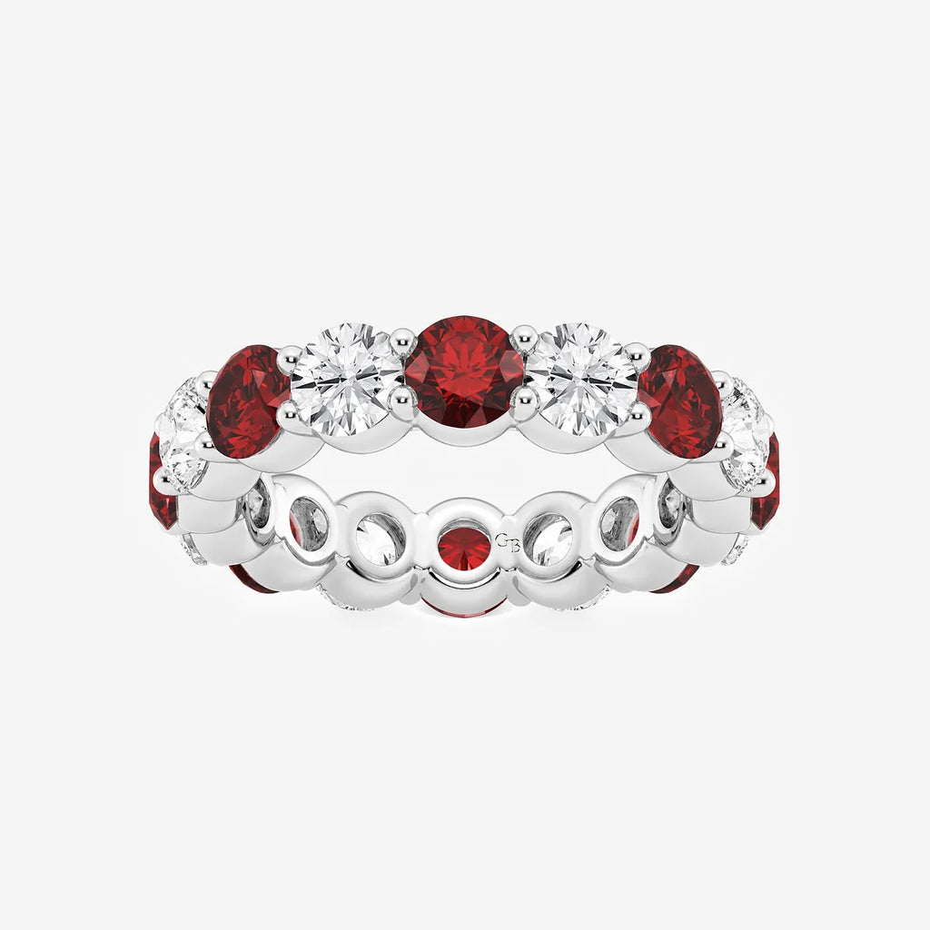 GWA063 - product video for 4.3 mm Round Cut Ruby and 2 2/3 ctw Round Lab Grown Diamond Eternity Band - 4.3mm Width