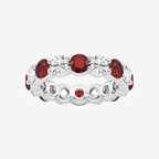 GWA063 - product video for 4.3 mm Round Cut Ruby and 2 2/3 ctw Round Lab Grown Diamond Eternity Band - 4.3mm Width