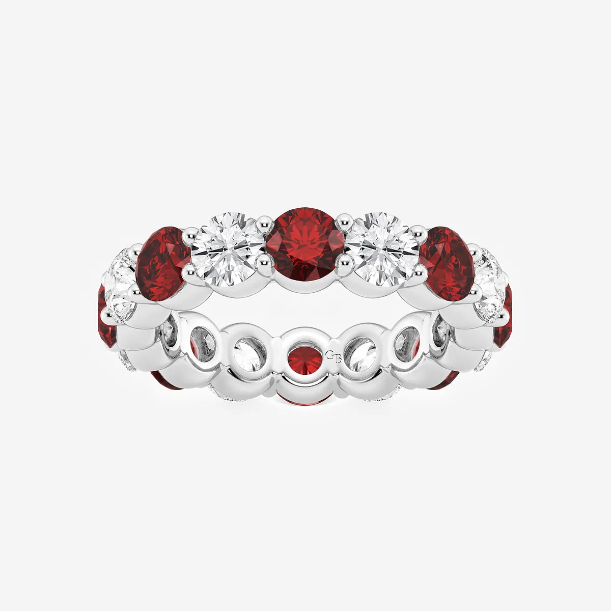 GWA063 - product video for 4.3 mm Round Cut Ruby and 2 2/3 ctw Round Lab Grown Diamond Eternity Band - 4.3mm Width