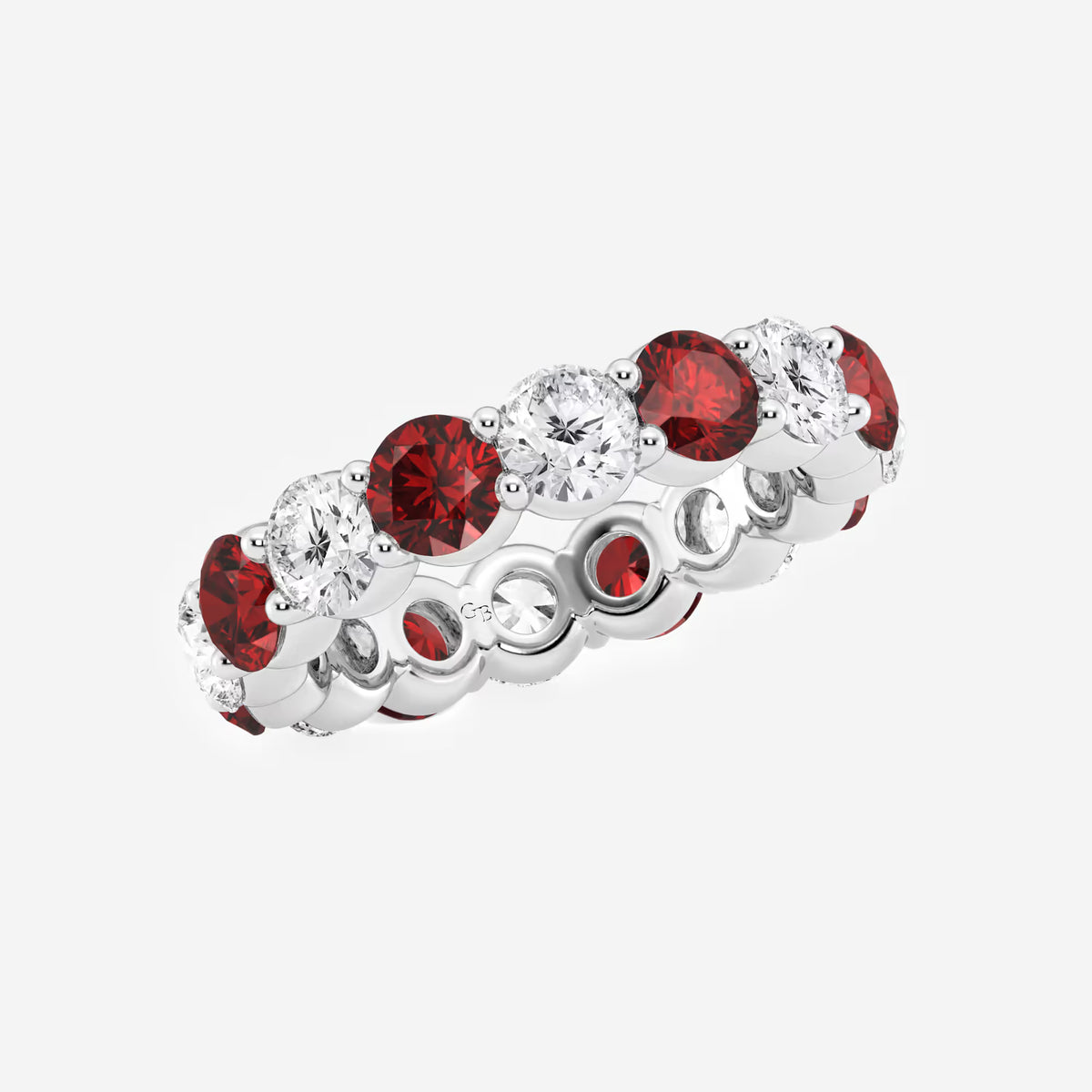 GWA063 - Additional Image 1 for  4.3 mm Round Cut Ruby and 2 2/3 ctw Round Lab Grown Diamond Eternity Band - 4.3mm Width