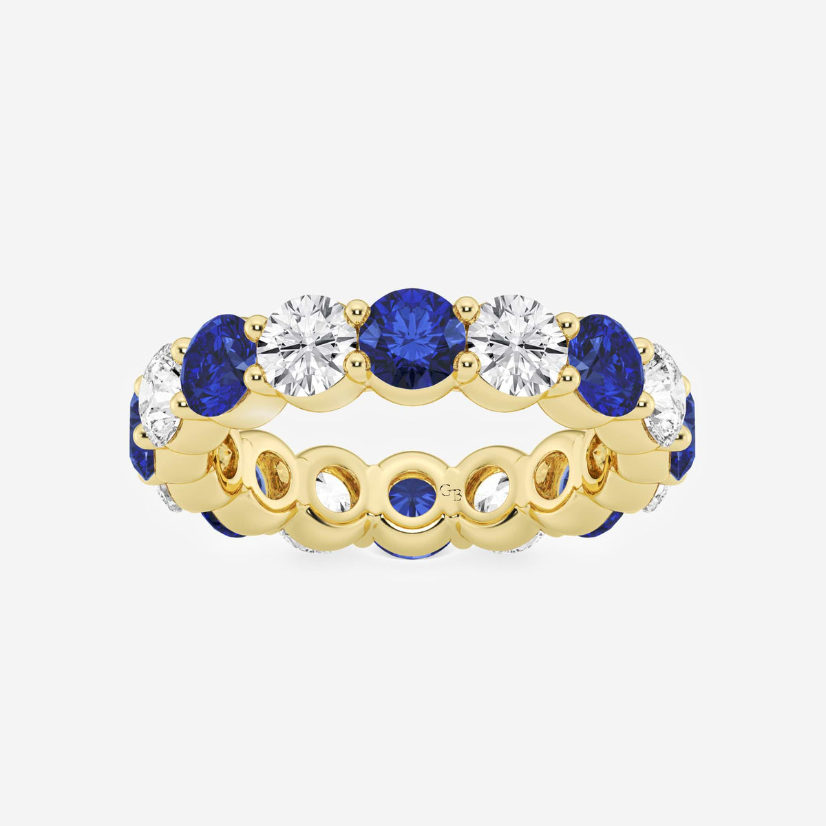 GWA063 - 4.6 mm Round Cut Sapphire and 2 2/3 ctw Round Lab Grown Diamond Eternity Band - 4.6mm Width