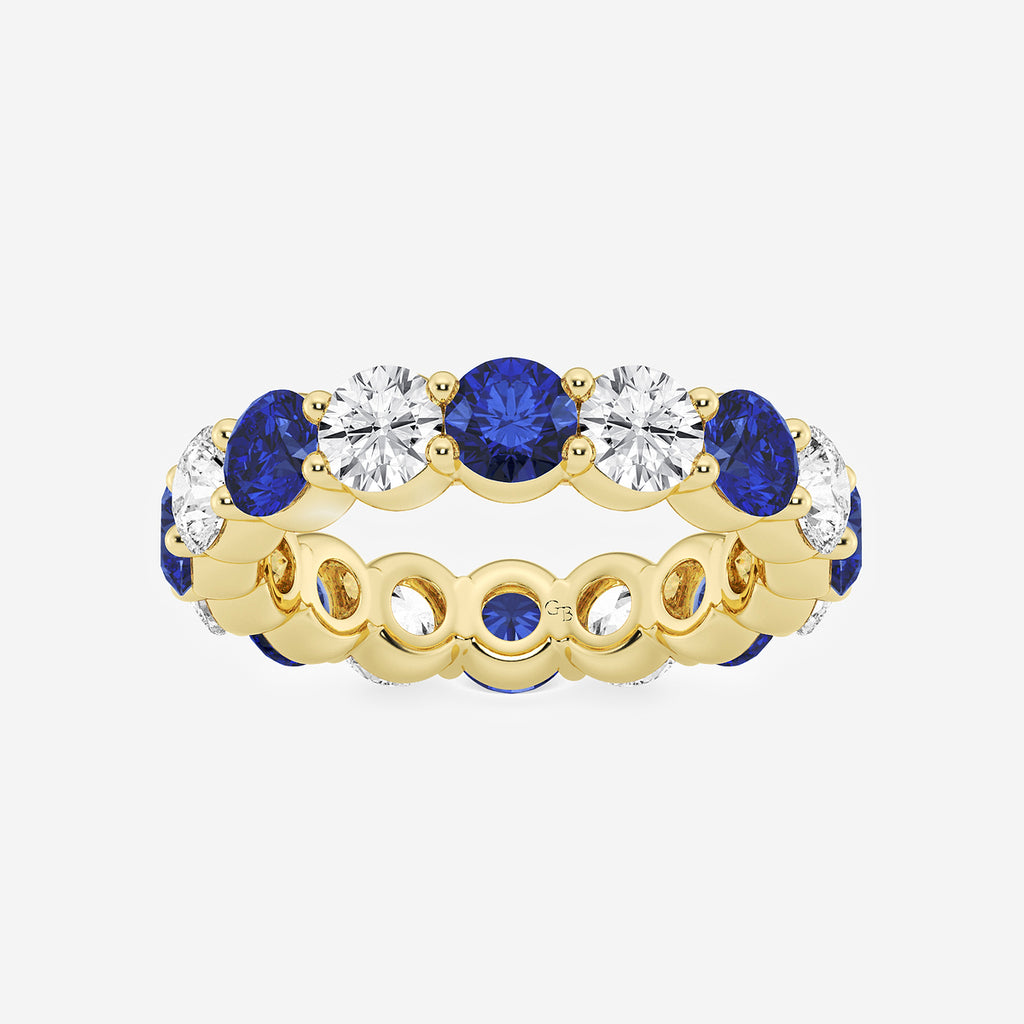 GWA063 - product video for 4.6 mm Round Cut Sapphire and 2 2/3 ctw Round Lab Grown Diamond Eternity Band - 4.6mm Width