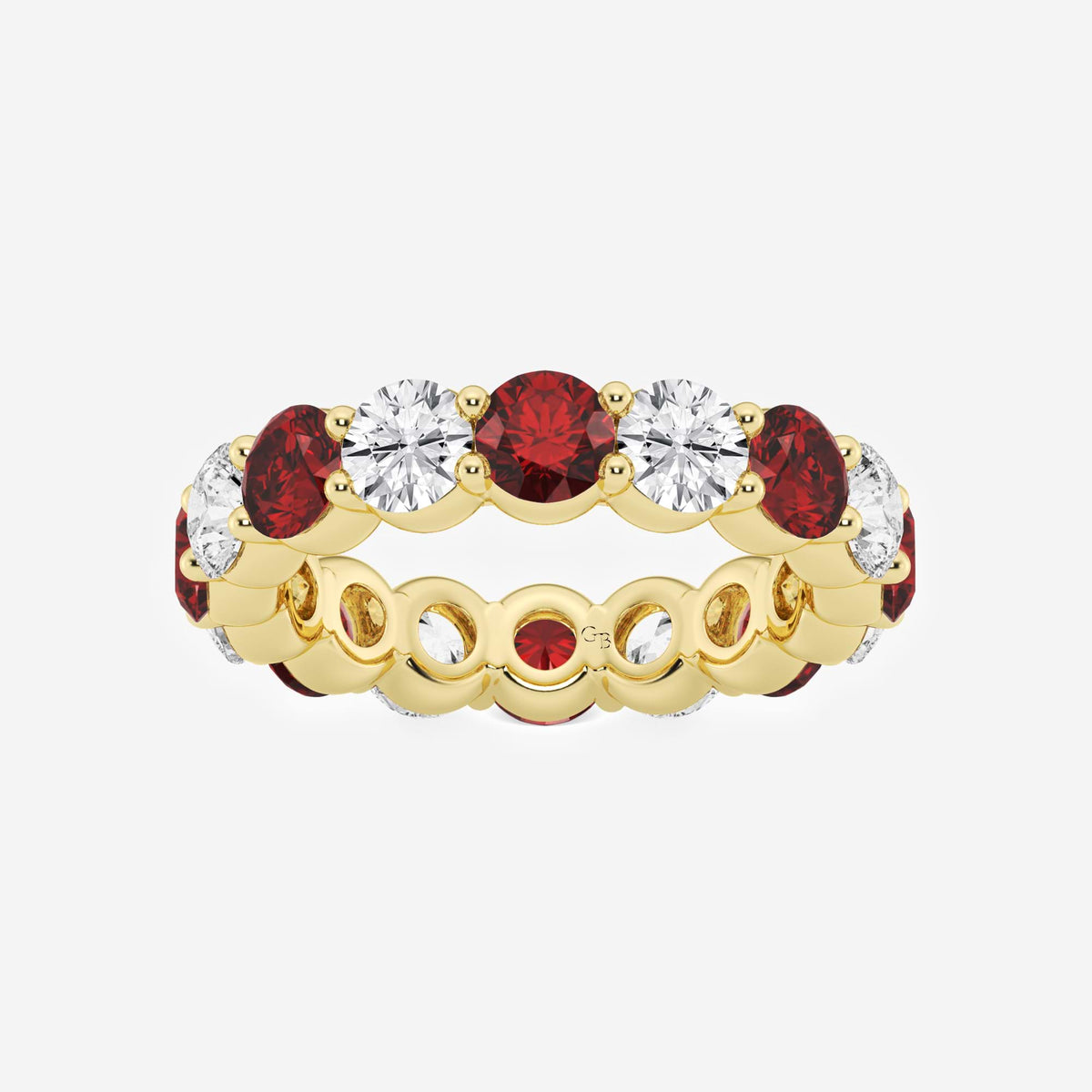 GWA063 - 4.6 mm Round Cut Ruby and 2 2/3 ctw Round Lab Grown Diamond Eternity Band - 4.6mm Width