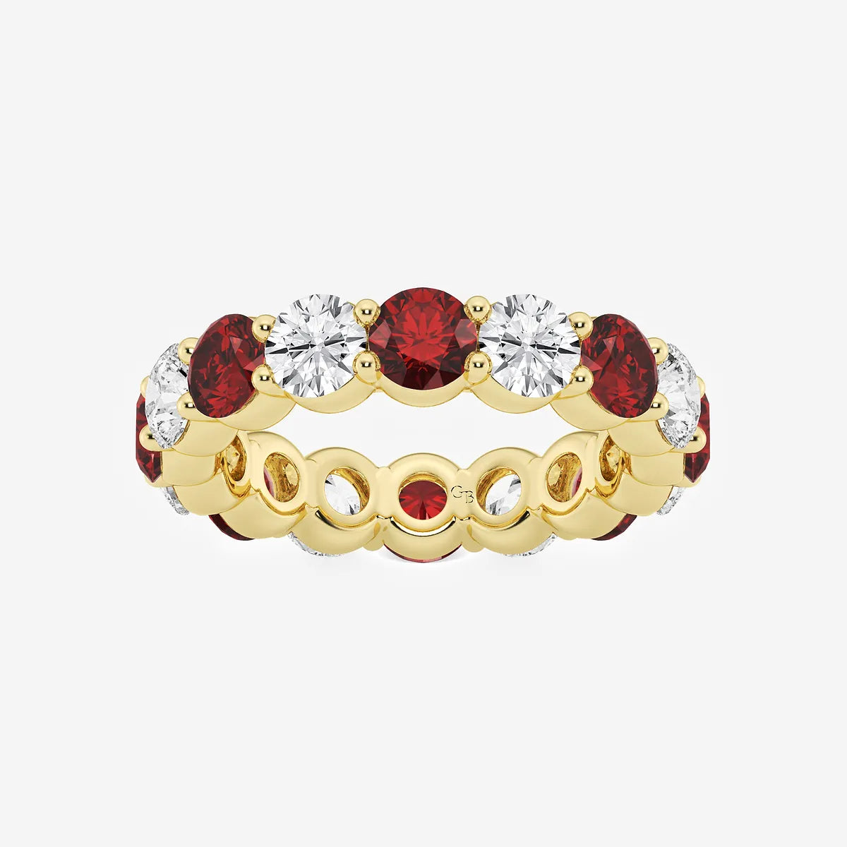 GWA063 - product video for 4.6 mm Round Cut Ruby and 2 2/3 ctw Round Lab Grown Diamond Eternity Band - 4.6mm Width