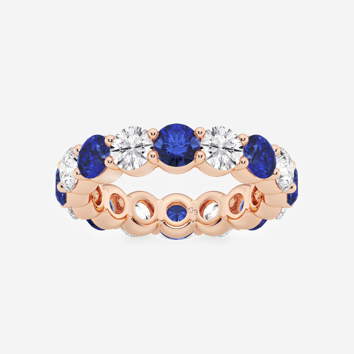 GWA063 - 4.6 mm Round Cut Sapphire and 2 2/3 ctw Round Lab Grown Diamond Eternity Band - 4.6mm Width