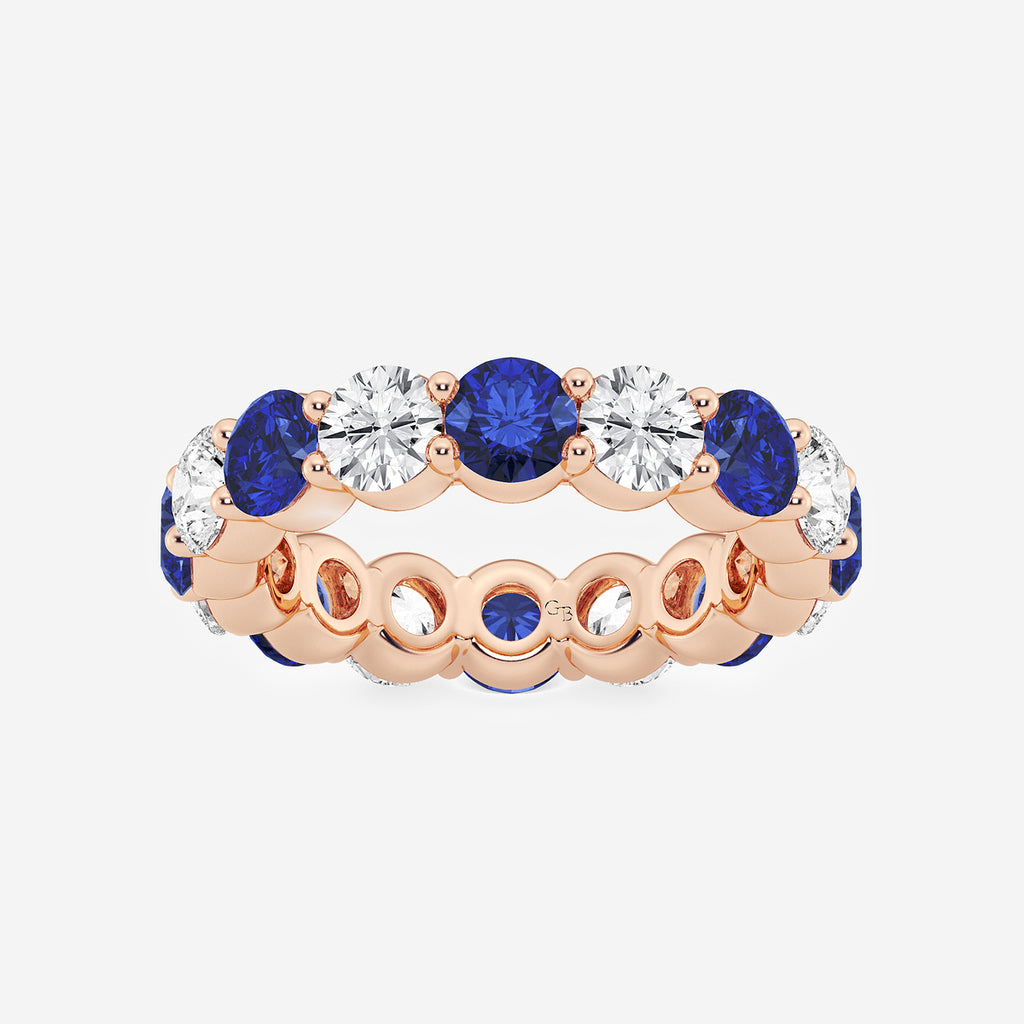 GWA063 - product video for 4.6 mm Round Cut Sapphire and 2 2/3 ctw Round Lab Grown Diamond Eternity Band - 4.6mm Width