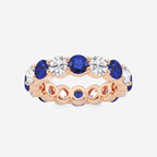 GWA063 - product video for 4.6 mm Round Cut Sapphire and 2 2/3 ctw Round Lab Grown Diamond Eternity Band - 4.6mm Width