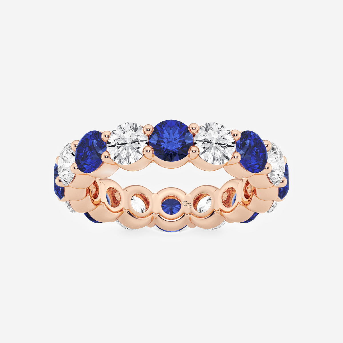 GWA063 - product video for 4.6 mm Round Cut Sapphire and 2 2/3 ctw Round Lab Grown Diamond Eternity Band - 4.6mm Width