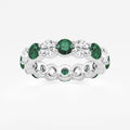 GWA063 - 4.6 mm Round Cut Emerald and 2 2/3 ctw Round Lab Grown Diamond Eternity Band - 4.6mm Width
