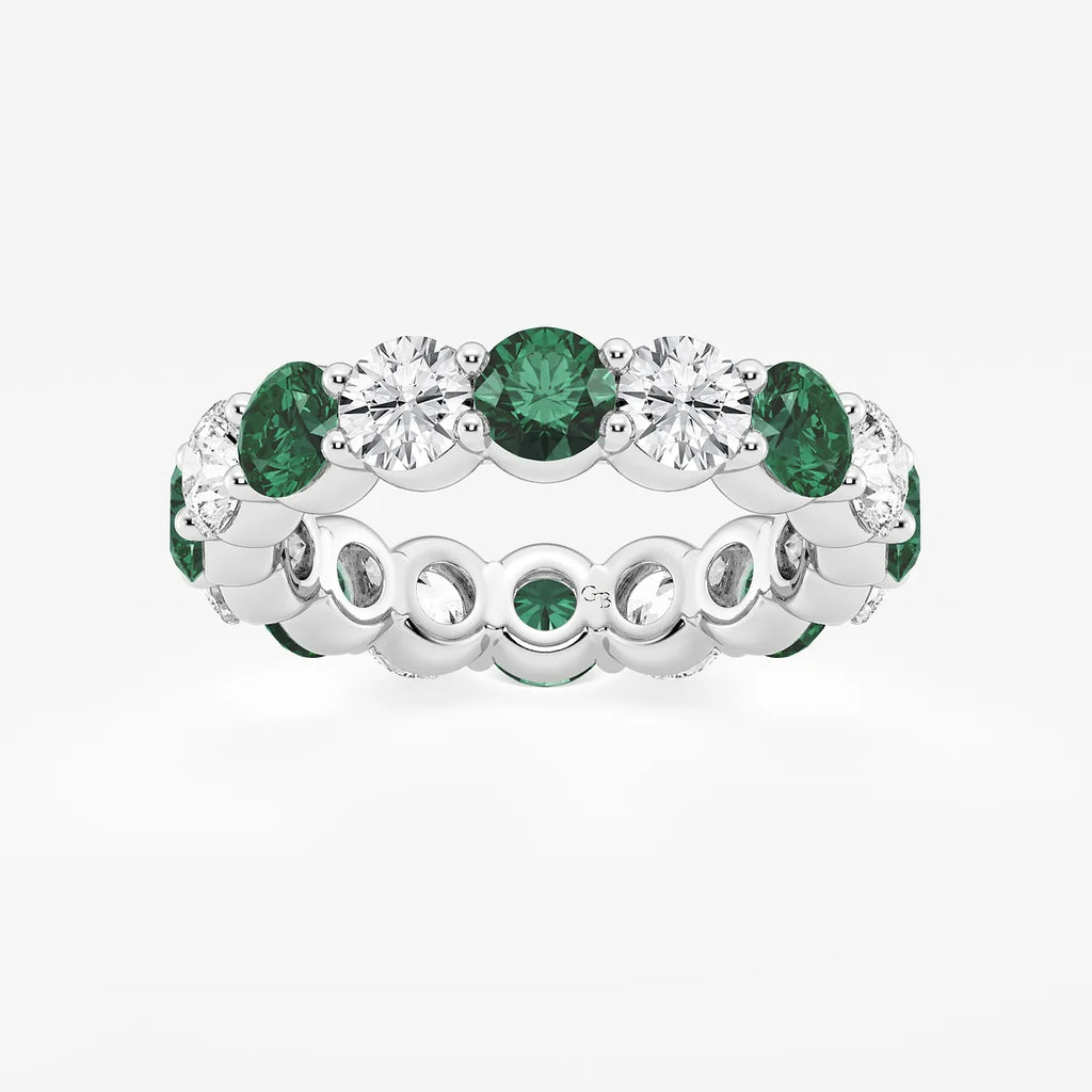 GWA063 - product video for 4.6 mm Round Cut Emerald and 2 2/3 ctw Round Lab Grown Diamond Eternity Band - 4.6mm Width