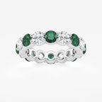 GWA063 - product video for 4.6 mm Round Cut Emerald and 2 2/3 ctw Round Lab Grown Diamond Eternity Band - 4.6mm Width
