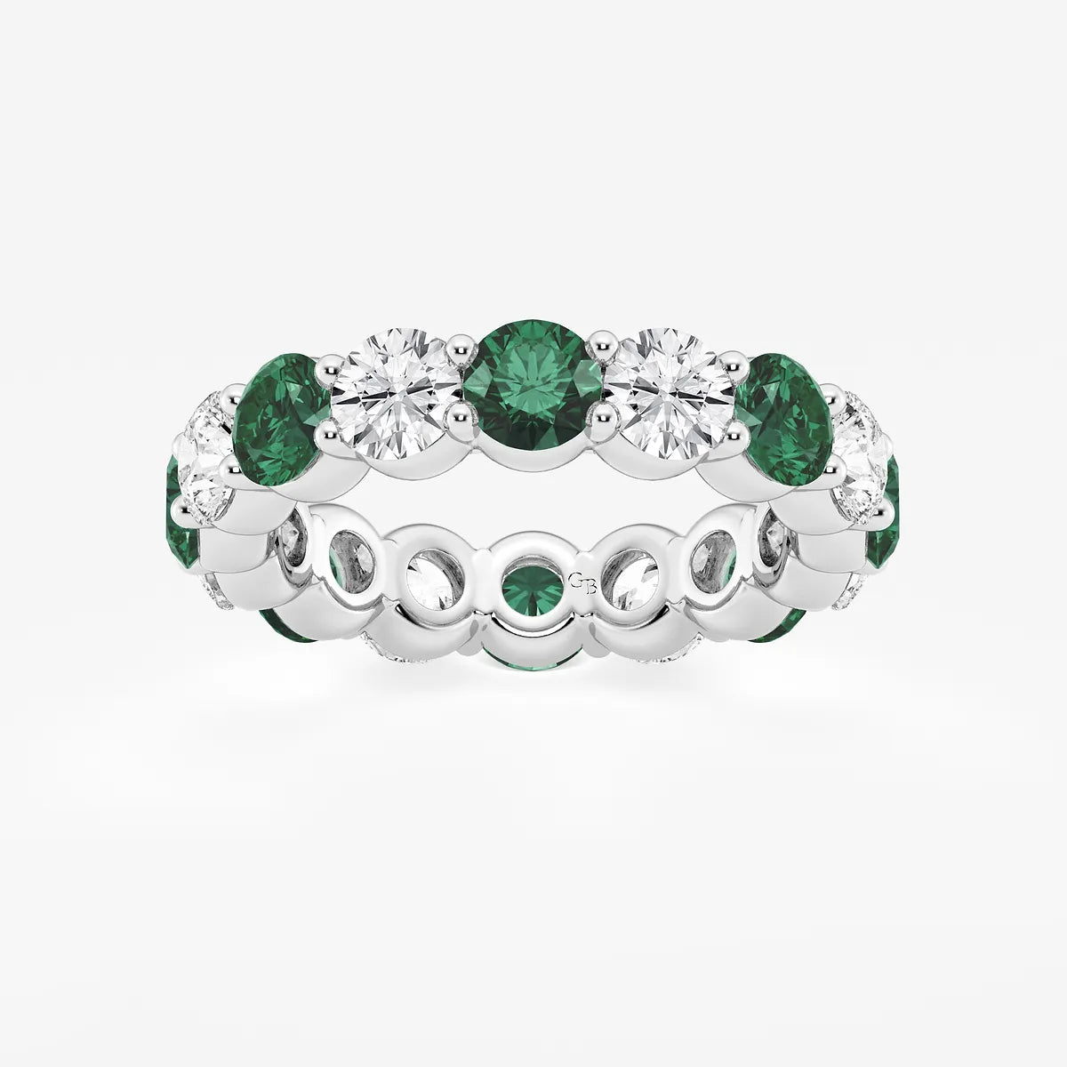 GWA063 - product video for 4.6 mm Round Cut Emerald and 2 2/3 ctw Round Lab Grown Diamond Eternity Band - 4.6mm Width