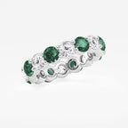 GWA063 - Additional Image 1 for  4.6 mm Round Cut Emerald and 2 2/3 ctw Round Lab Grown Diamond Eternity Band - 4.6mm Width