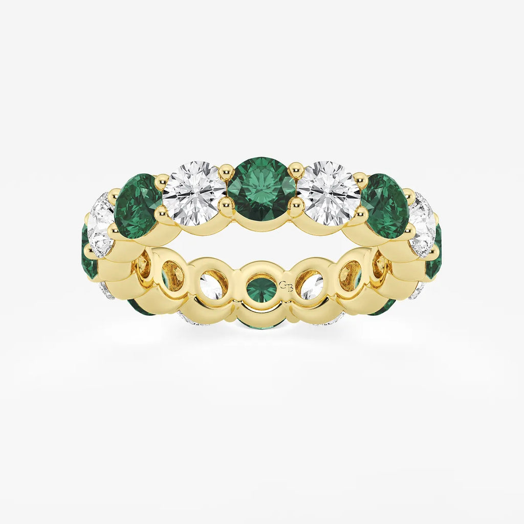 GWA063 - product video for 4.6 mm Round Cut Emerald and 2 2/3 ctw Round Lab Grown Diamond Eternity Band - 4.6mm Width