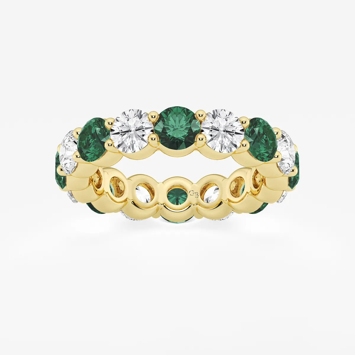 GWA063 - product video for 4.6 mm Round Cut Emerald and 2 2/3 ctw Round Lab Grown Diamond Eternity Band - 4.6mm Width