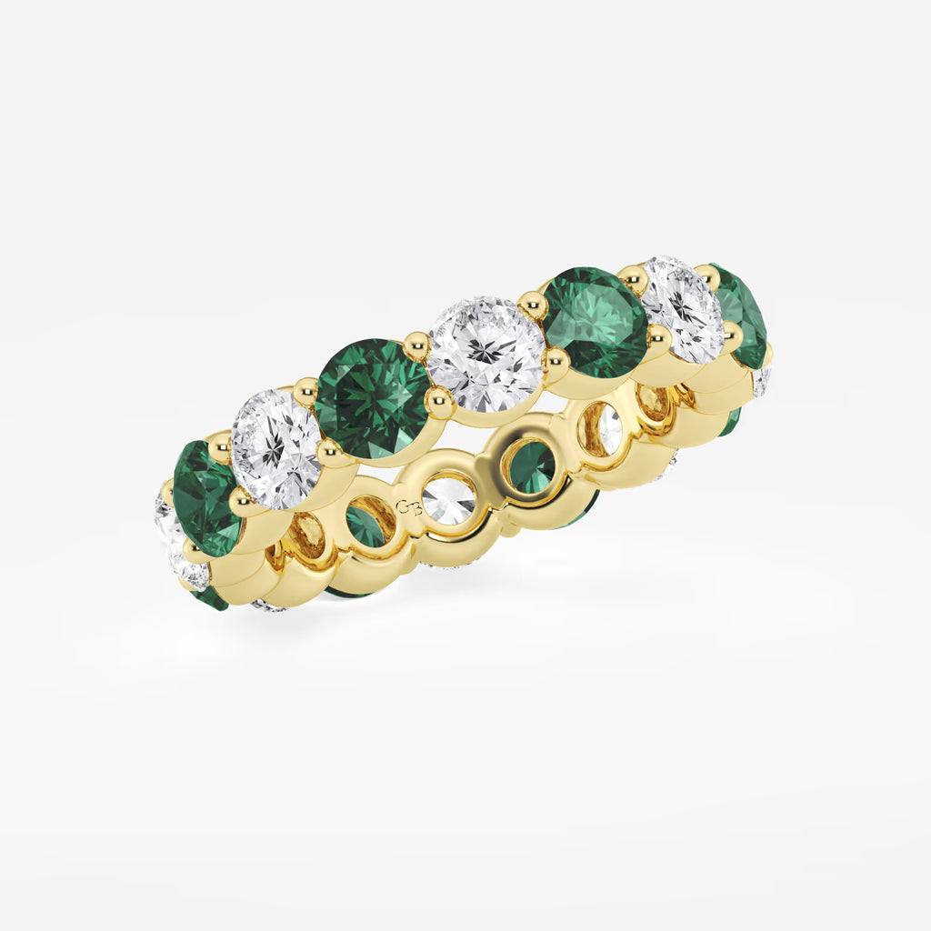 GWA063 - Additional Image 1 for  4.6 mm Round Cut Emerald and 2 2/3 ctw Round Lab Grown Diamond Eternity Band - 4.6mm Width