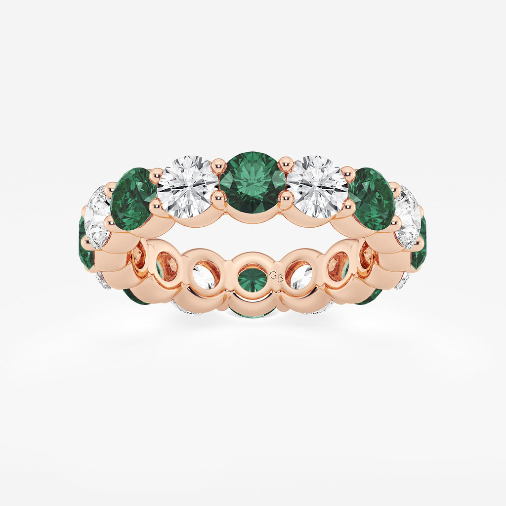 GWA063 - product video for 4.6 mm Round Cut Emerald and 2 2/3 ctw Round Lab Grown Diamond Eternity Band - 4.6mm Width