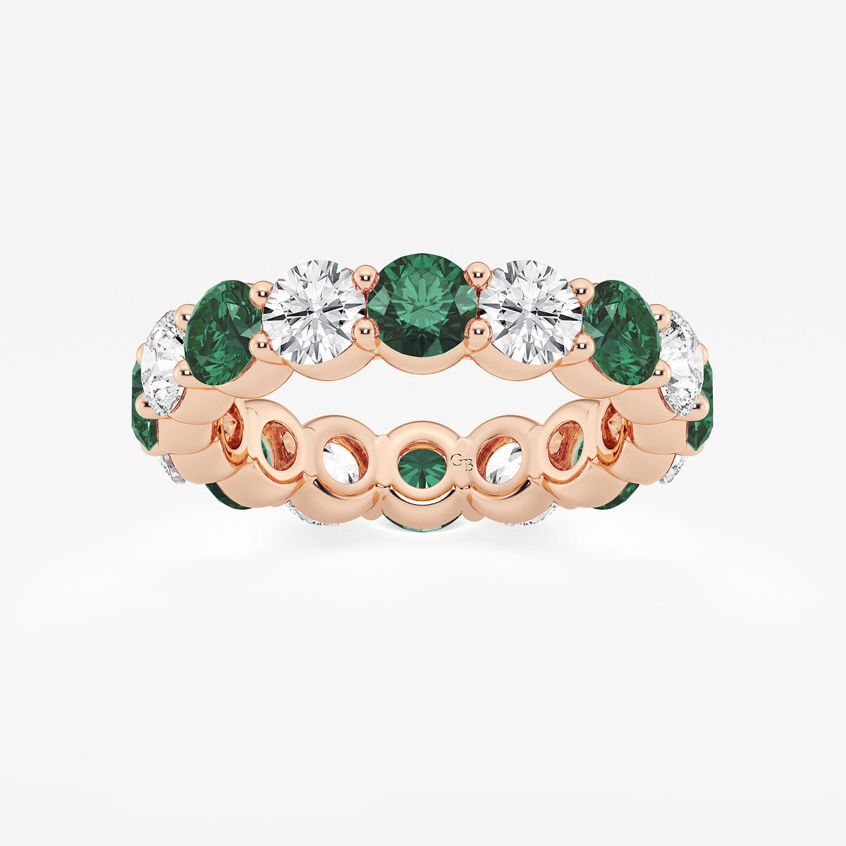 GWA063 - product video for 4.6 mm Round Cut Emerald and 2 2/3 ctw Round Lab Grown Diamond Eternity Band - 4.6mm Width