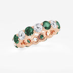 GWA063 - Additional Image 1 for  4.6 mm Round Cut Emerald and 2 2/3 ctw Round Lab Grown Diamond Eternity Band - 4.6mm Width