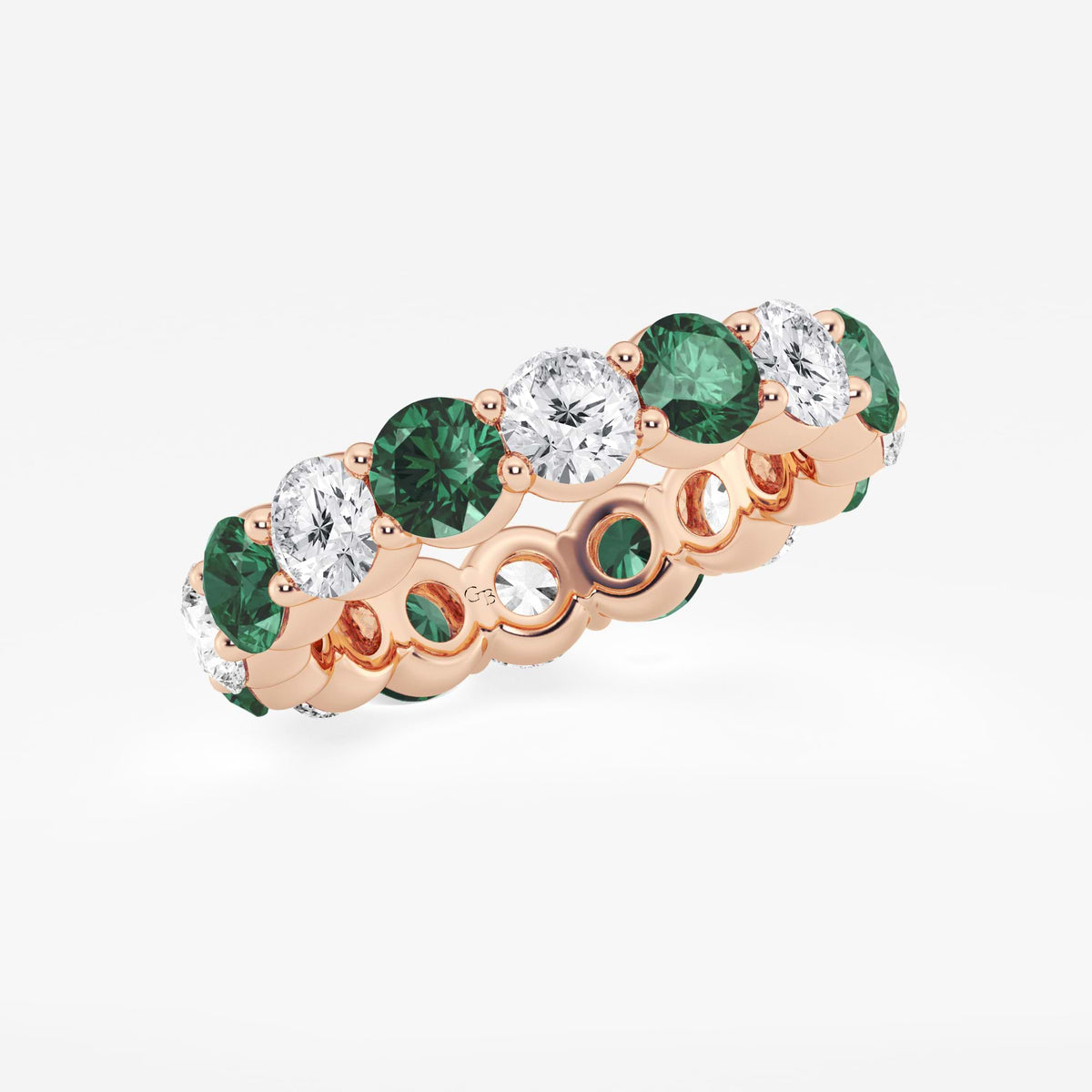 GWA063 - Additional Image 1 for  4.6 mm Round Cut Emerald and 2 2/3 ctw Round Lab Grown Diamond Eternity Band - 4.6mm Width