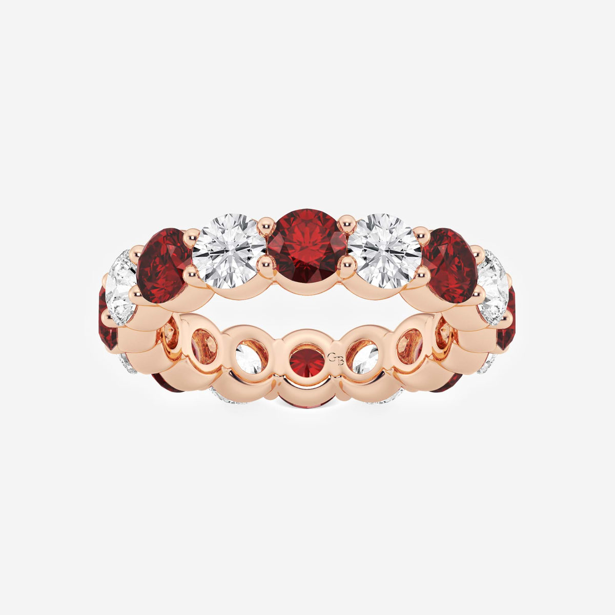 GWA063 - 4.6 mm Round Cut Ruby and 2 2/3 ctw Round Lab Grown Diamond Eternity Band - 4.6mm Width