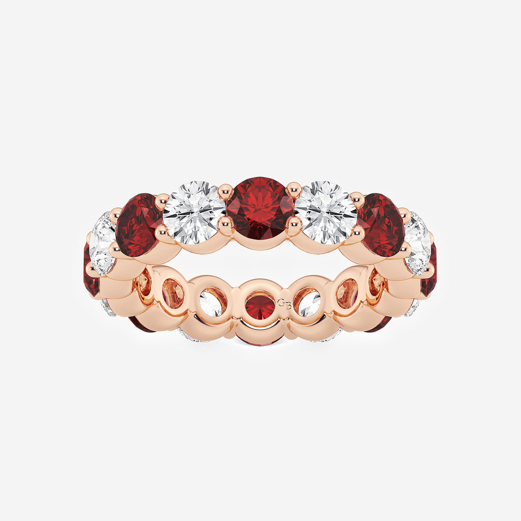 GWA063 - product video for 4.6 mm Round Cut Ruby and 2 2/3 ctw Round Lab Grown Diamond Eternity Band - 4.6mm Width