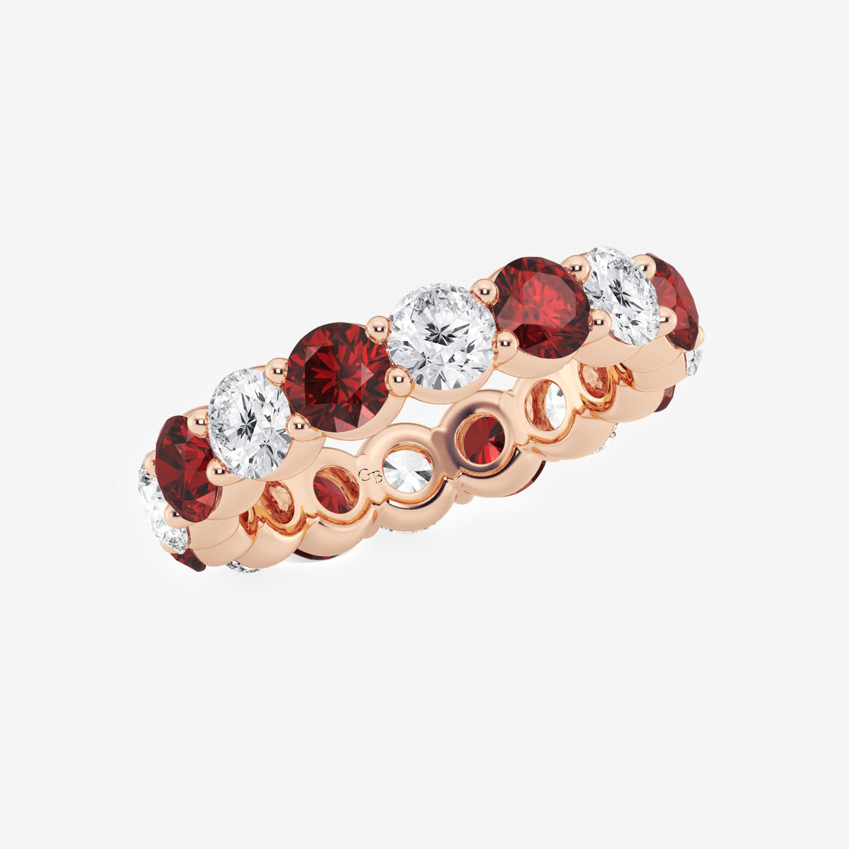 GWA063 - Additional Image 1 for  4.6 mm Round Cut Ruby and 2 2/3 ctw Round Lab Grown Diamond Eternity Band - 4.6mm Width