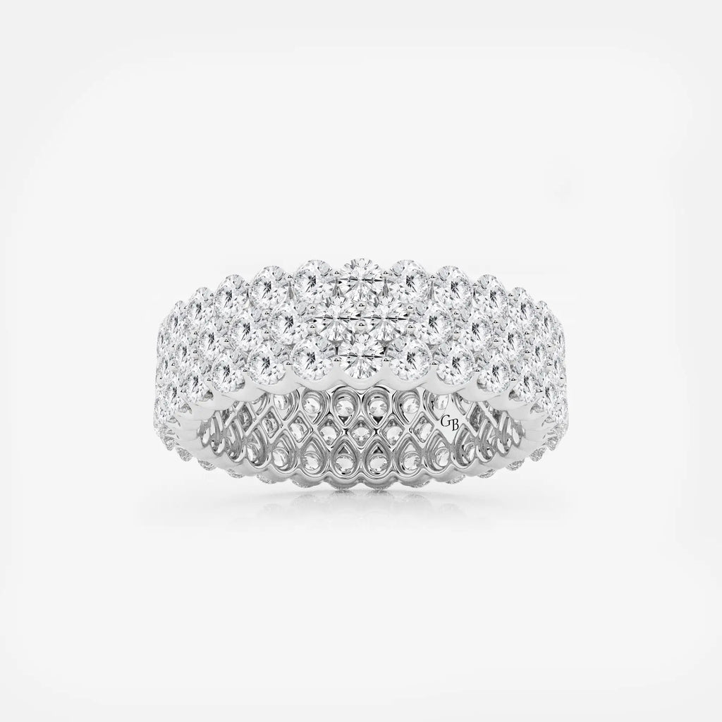 GWA064 - 3 ctw Multi Row Round Lab Grown Diamond Eternity Band - 6mm Width