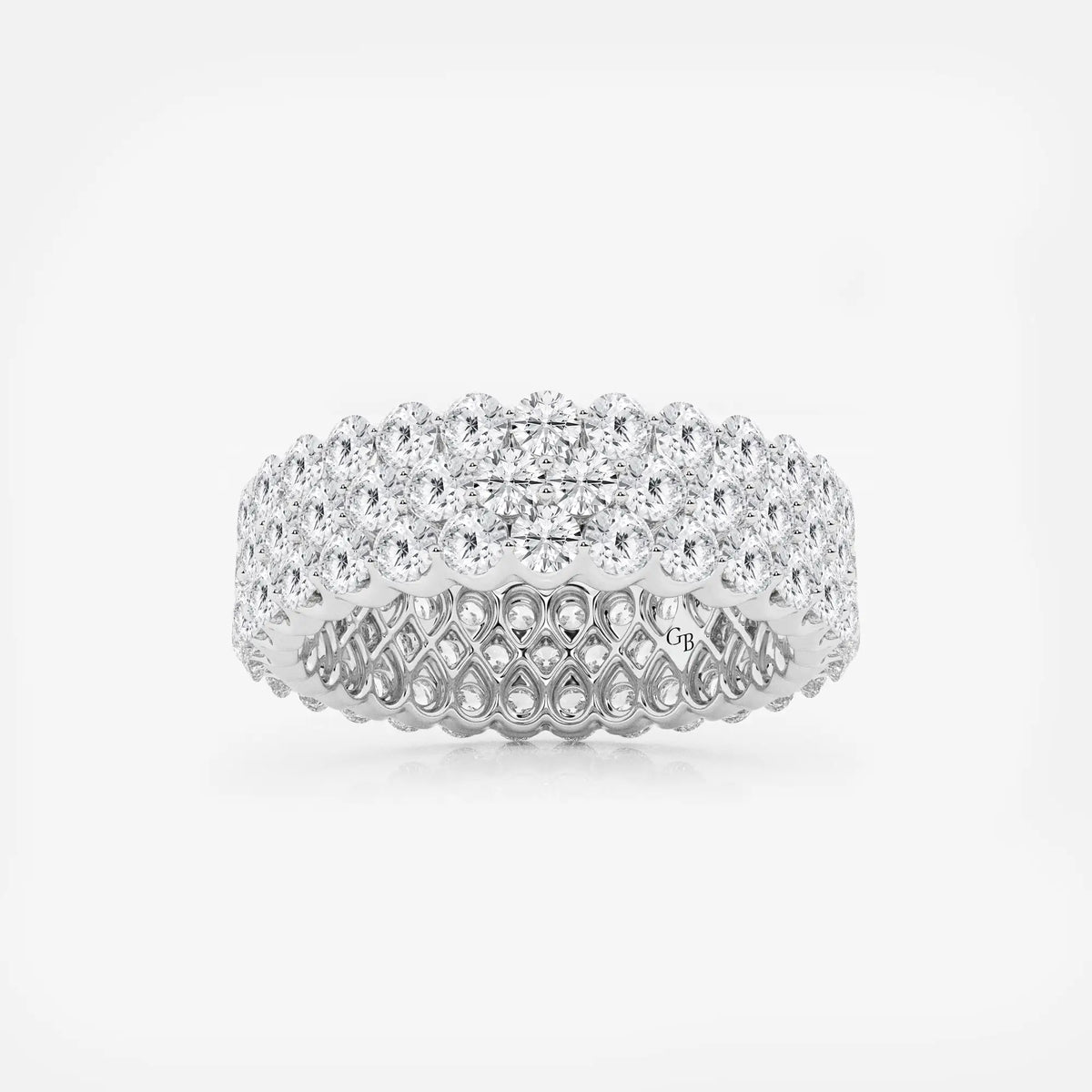 GWA064 - 3 ctw Multi Row Round Lab Grown Diamond Eternity Band - 6mm Width