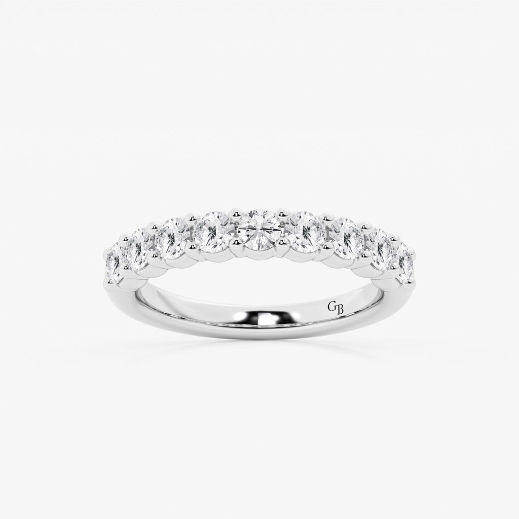 GWA071 - 1 ctw Round Lab Grown Diamond Nine Stone Shared Prong Anniversary Band
