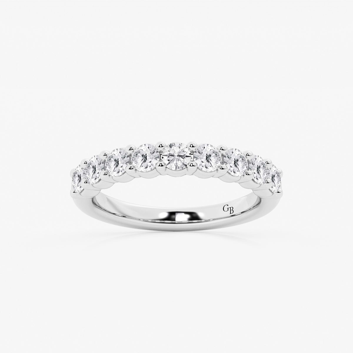 GWA071 - 1 ctw Round Lab Grown Diamond Nine Stone Shared Prong Anniversary Band