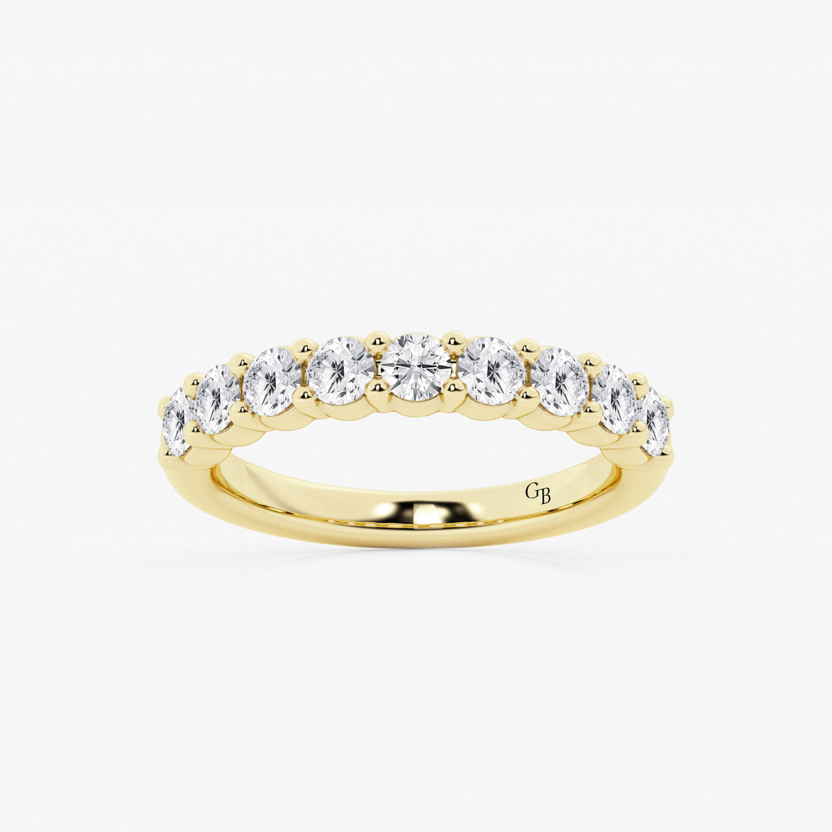 GWA071 - 1 ctw Round Lab Grown Diamond Nine Stone Shared Prong Anniversary Band
