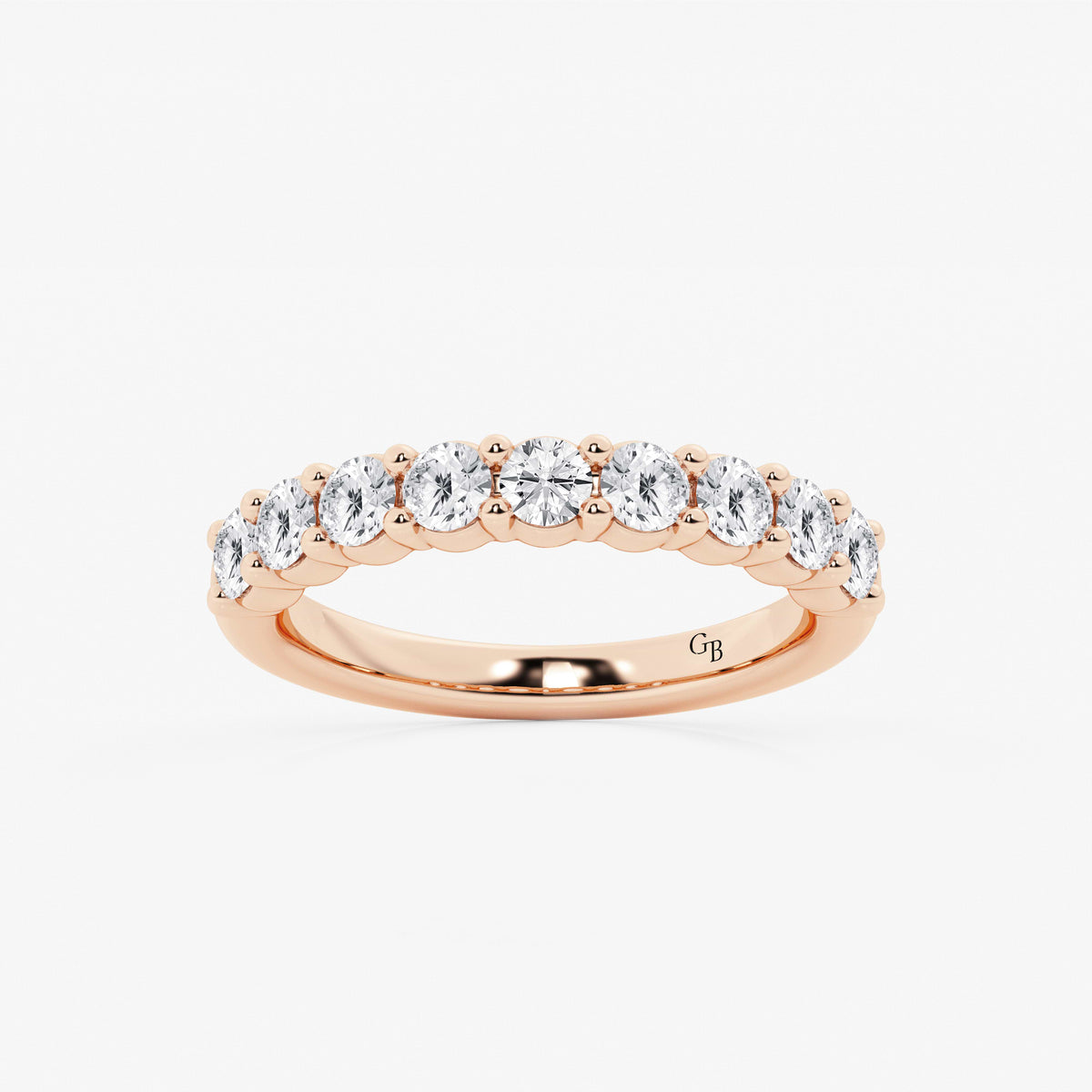 GWA071 - 1 ctw Round Lab Grown Diamond Nine Stone Shared Prong Anniversary Band