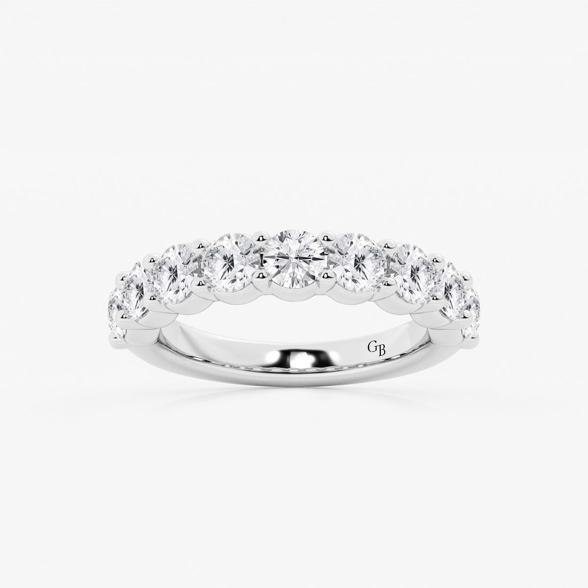 GWA071 - 2 ctw Round Lab Grown Diamond Nine Stone Shared Prong Anniversary Band